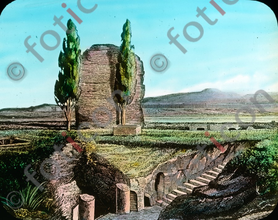 Eingang der Calixtus-Katakombe | Entrance of Callistus catacomb - Foto simon-107-008.jpg | foticon.de - Bilddatenbank für Motive aus Geschichte und Kultur